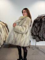 Fox Fur Coat, White Nordic, Size M