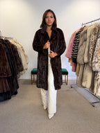 Mink Fur Coat, Brown Pieced, Medium