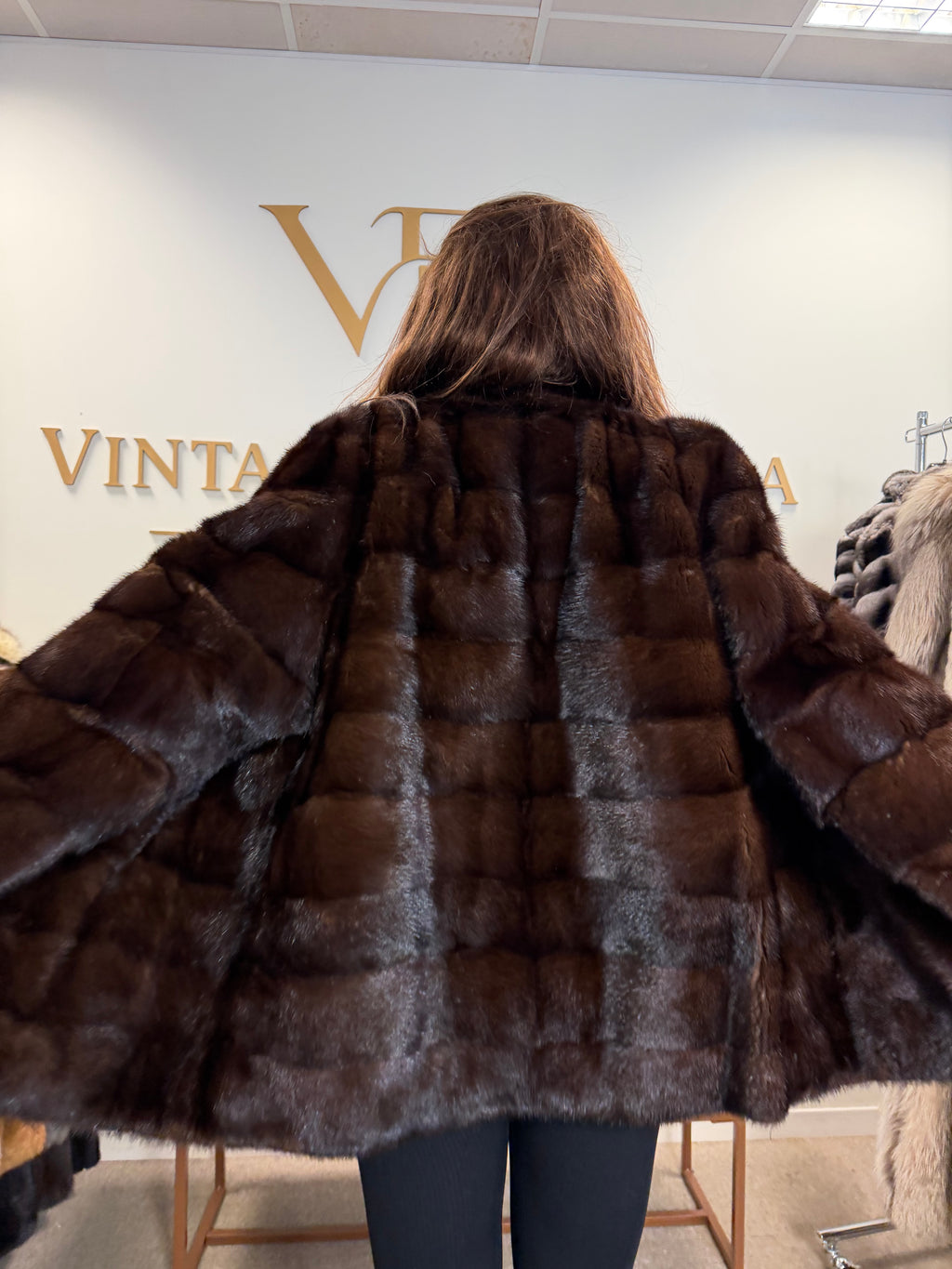 Brown Mink Fur Jacket, XL, Short