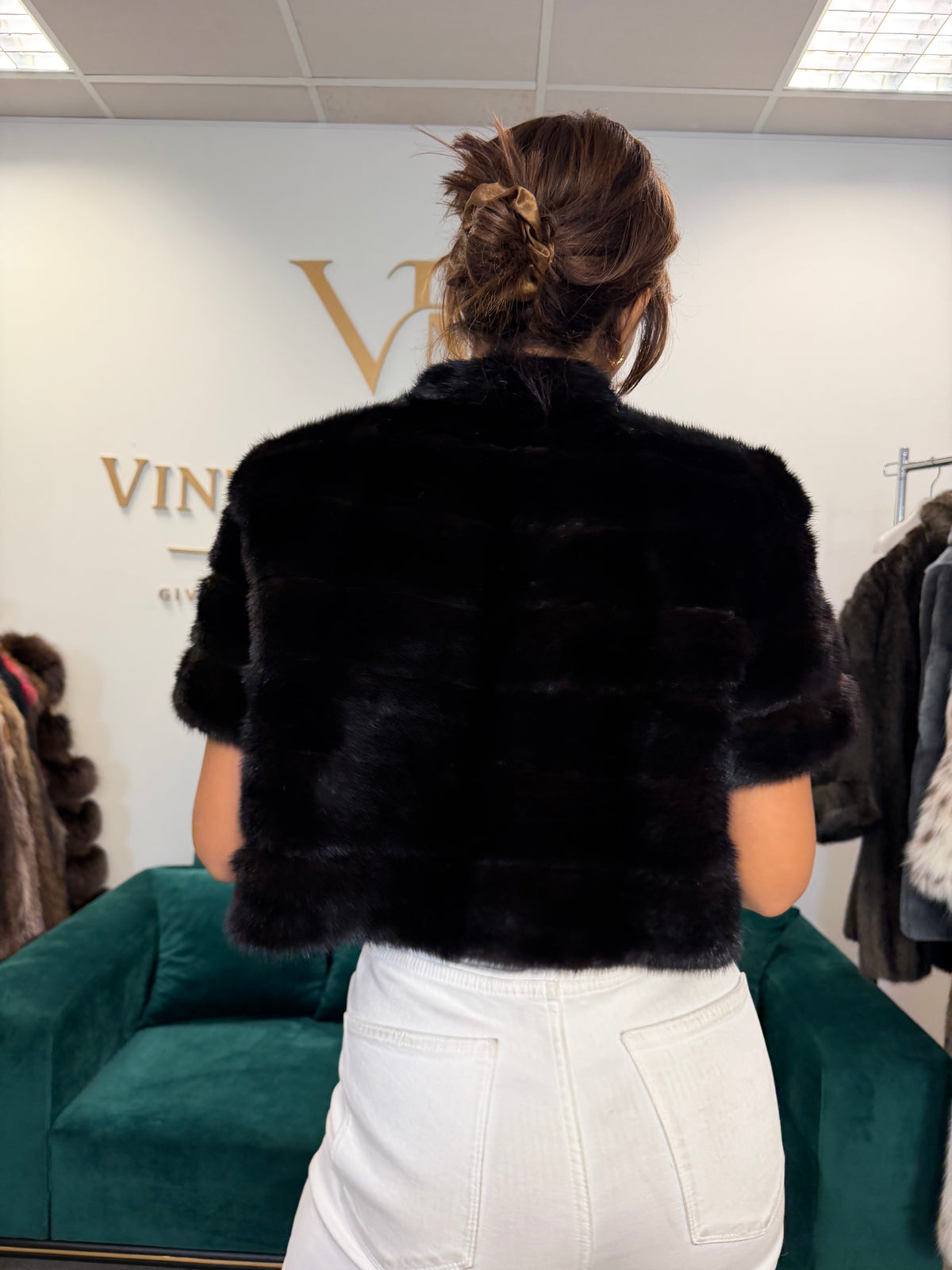 Almost Black Mink Fur Jacket, M/L, New