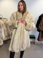 Fox Fur Coat, White Nordic, Fur Collar, Size XL