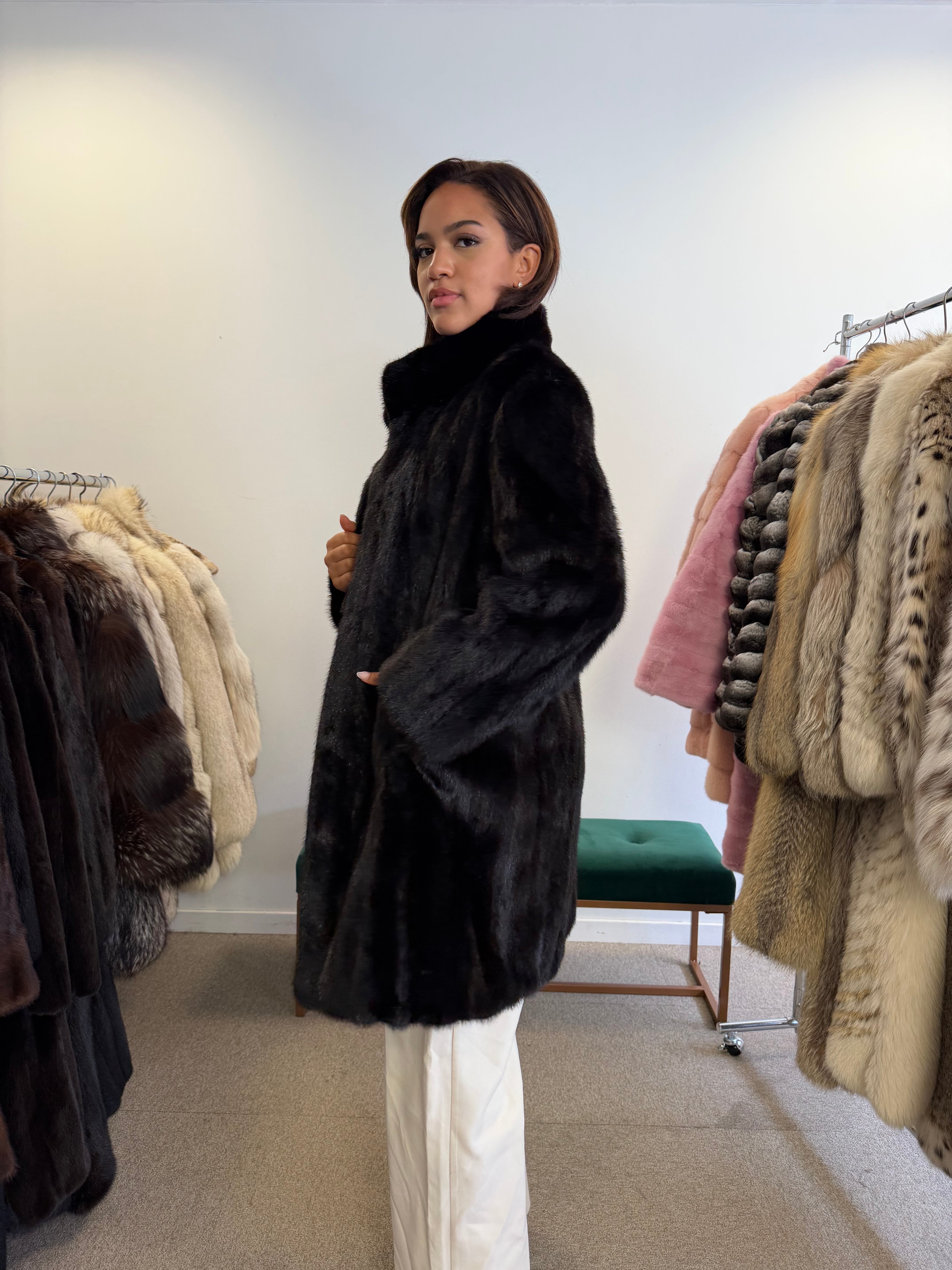 Mink Fur Jacket, Black, Medium