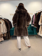Sheared Beaver Fur Coat, Hooded, Oversize up to 3XL