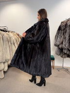 Mink Fur Coat, Dark Brown, Full Length, Size XL