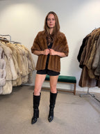 Mink Fur Stole, Pastel Brown, 145 cm