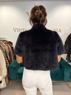 Dark Blue Mink Fur Jacket, M/L, New, Luxury Design