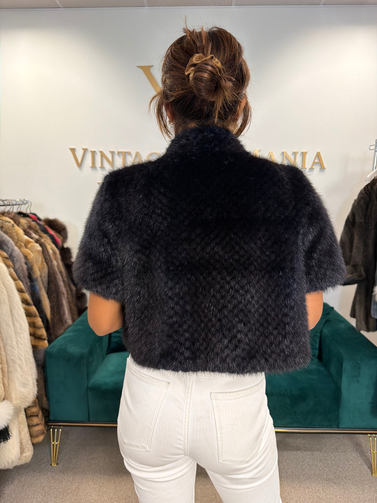 Dark Blue Mink Fur Jacket, M/L, New, Luxury Design