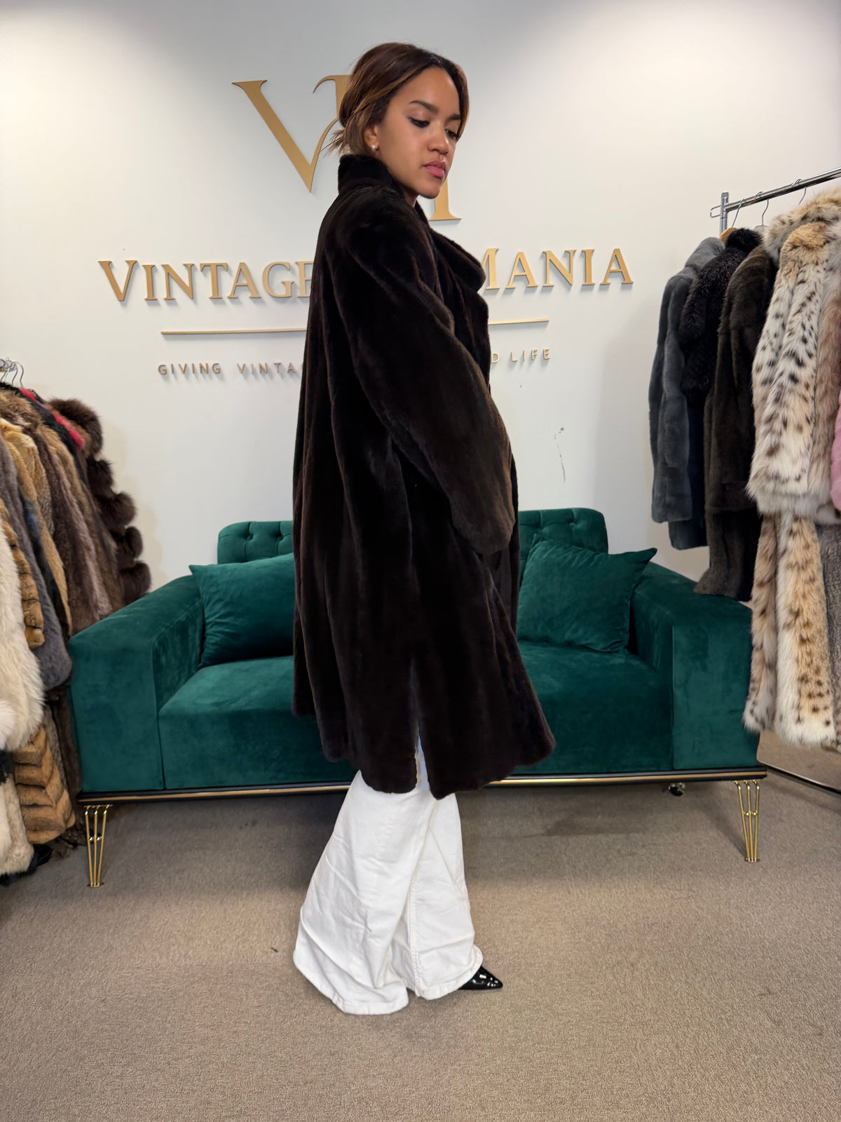 Sheared Black Mink Fur Coat, Fits up to 5XL, Burki Bern