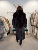 Mink Fur Coat, Dark Brown Almost Black, XL, Crown Lining