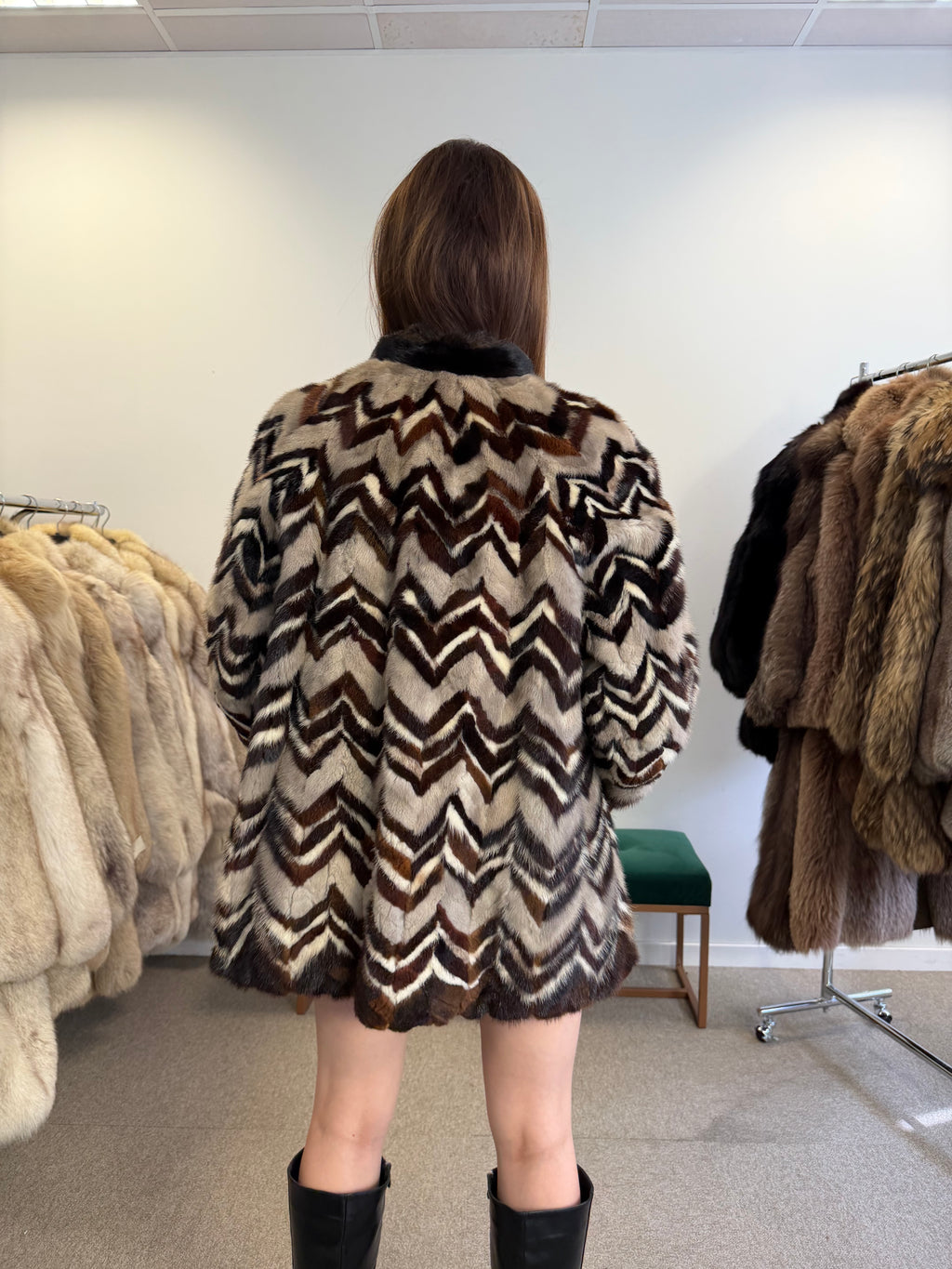 Unique Mink Fur Jacket, Mixed Pelt, speacial Design