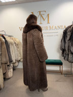Fluffy Brown Fox Fur Coat, Medium, Extra Full Length, trimmed fur
