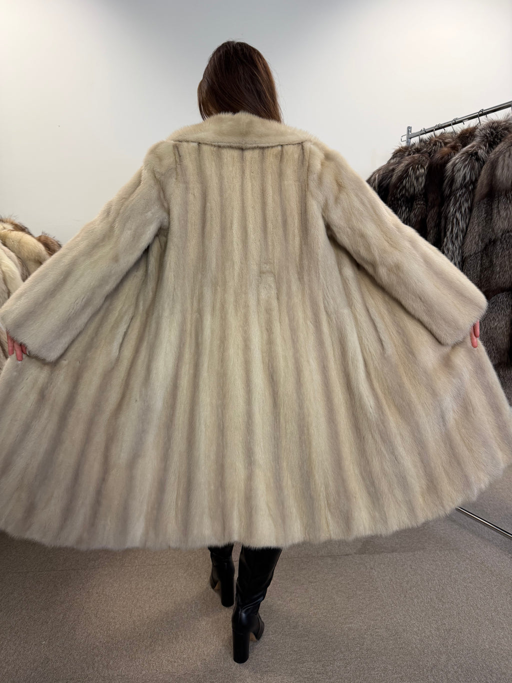 White Mink Real Fur Coat, Size M, Rare Find