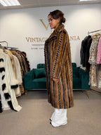 Luxury Pastel Mink Fur Coat, Large, Two-Tone Design