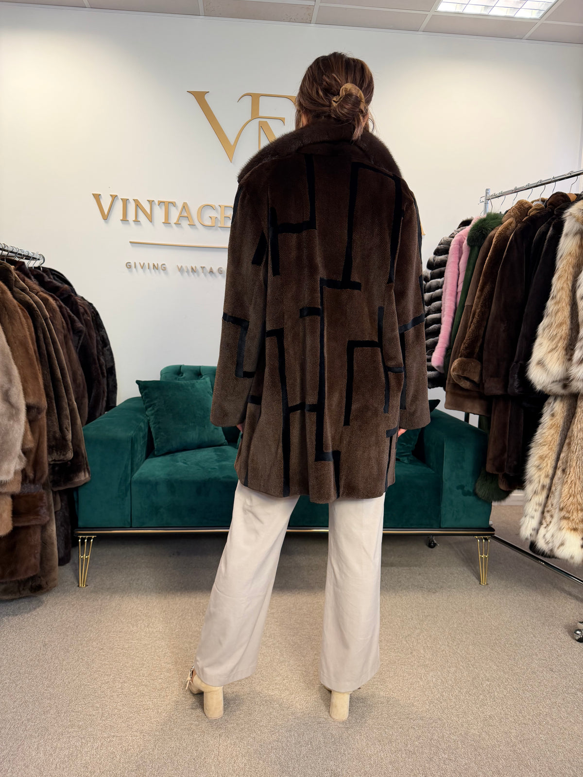 Sheared Mink Fur Coat, Large, Designer with Zipper, New