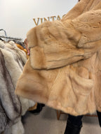Cream Beige Feh Fur Coat, Butterfly Style, XL
