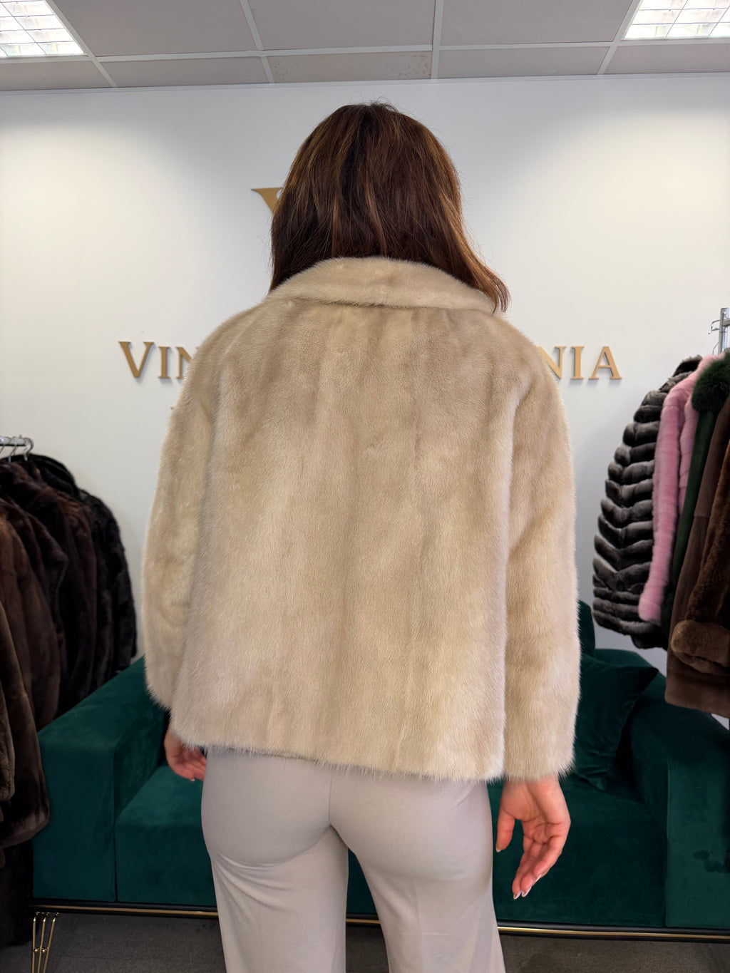 Short White Mink Fur Jacket, Large