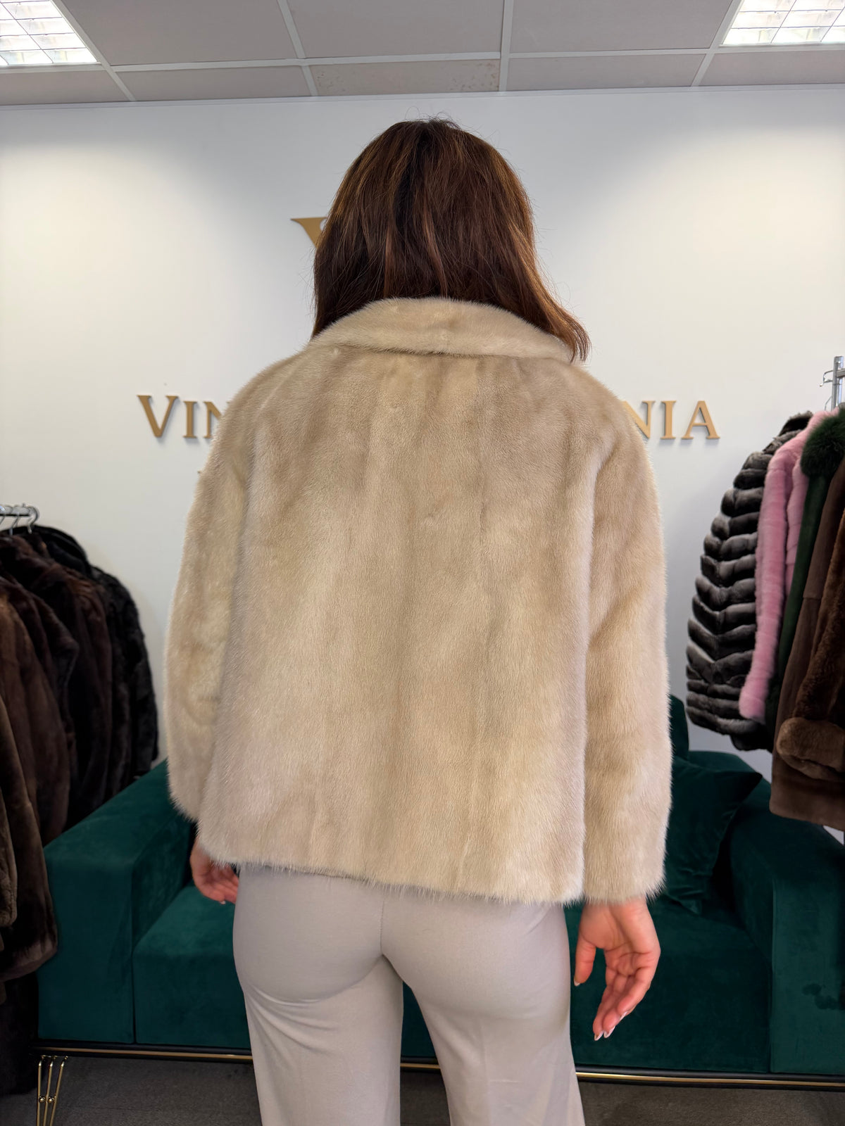 Short White Mink Fur Jacket, Large