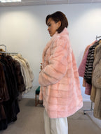 NEW Mink Fur Coat, Pink Lining, Size L