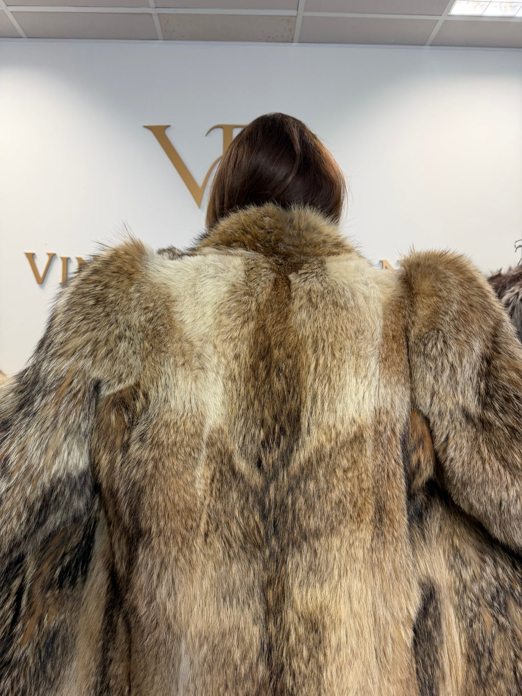 Coyote Fur Coat, Large, Full Length, Fluffy