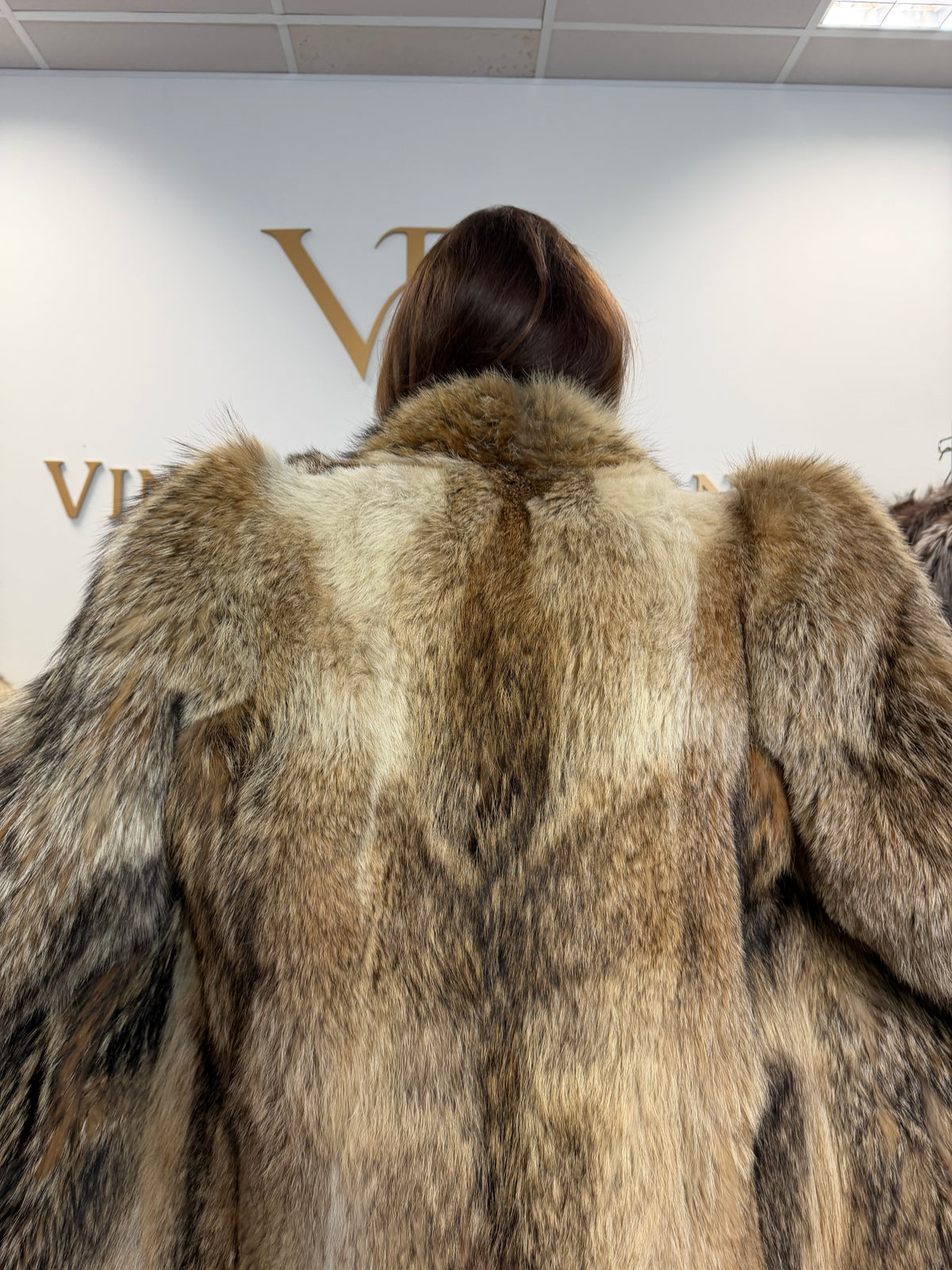 Coyote Fur Coat, Large, Full Length, Fluffy