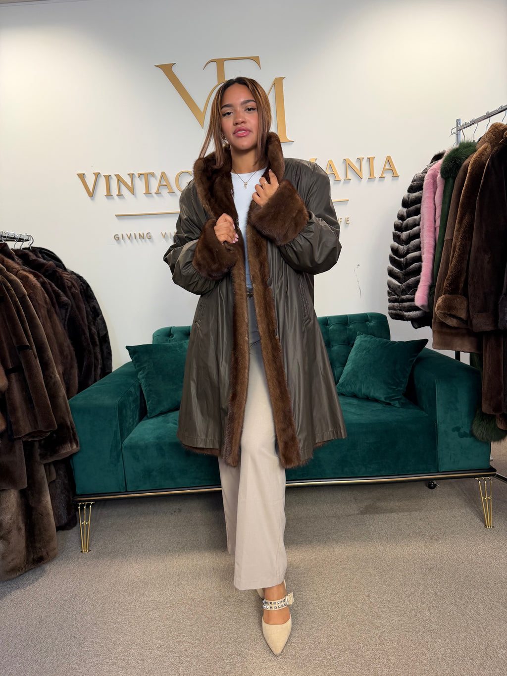 Brown Thick Mink Fur Coat, XL, Flexible