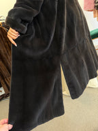 New Mink Fur Coat, Dark Sapphire Sheared, Size L