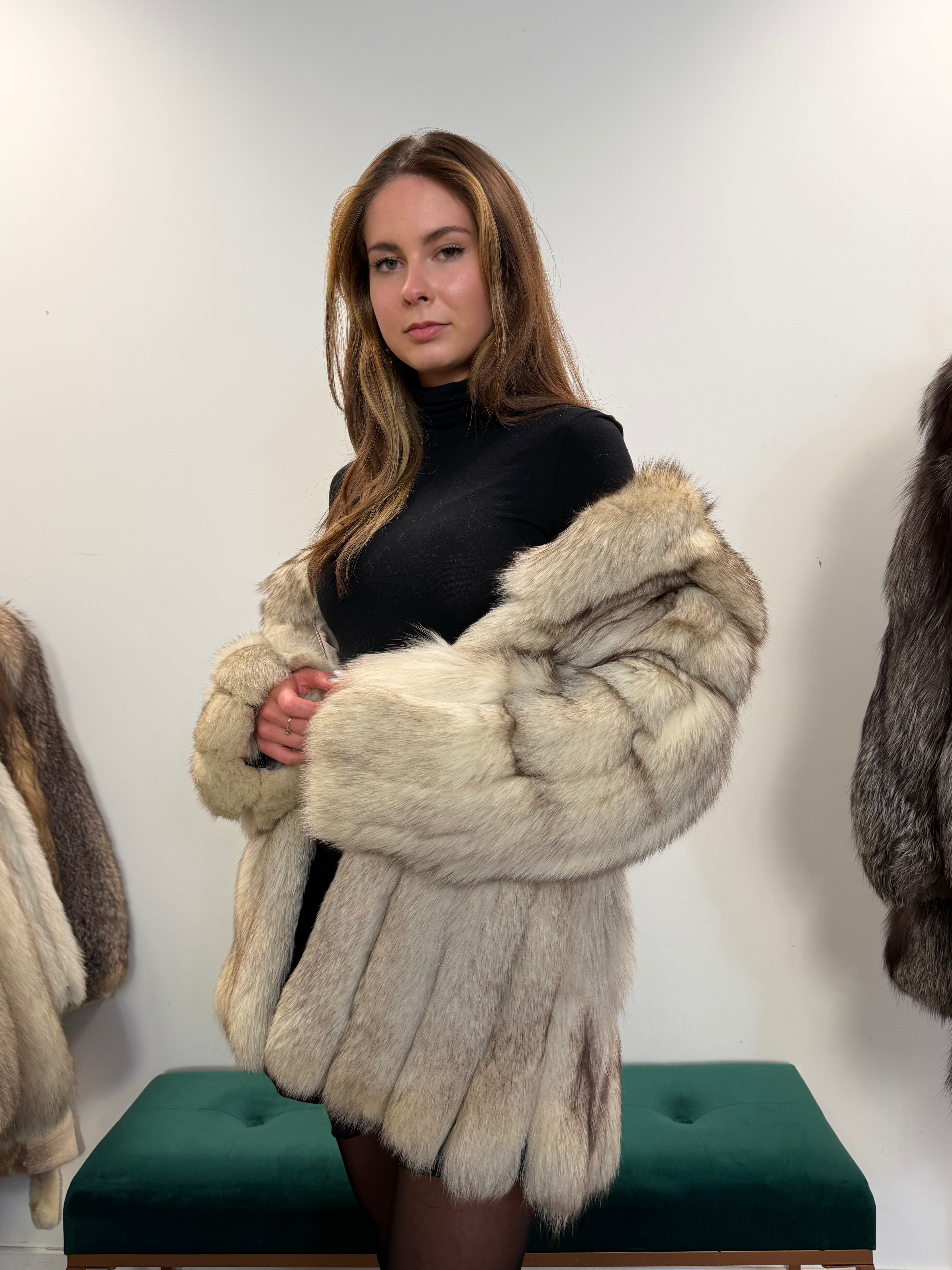 White Fox Fur Jacket, Medium size Polar fox
