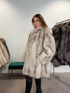 White Nordic Fox Fur Coat, Size XL