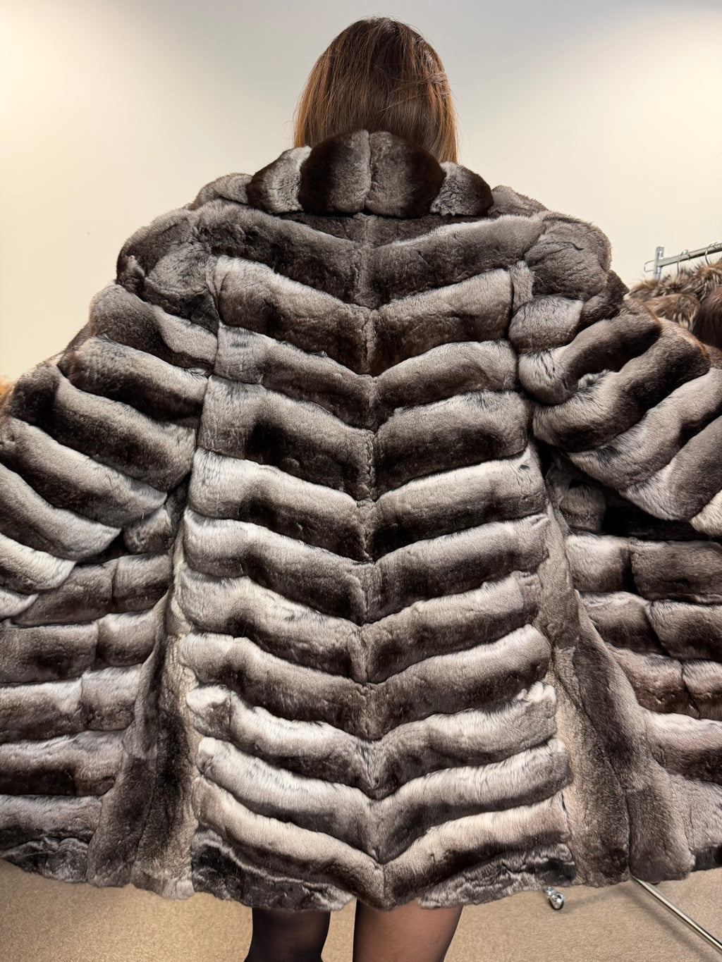 Chinchilla Fur Coat — Large Size, Real Chinchilla Fur