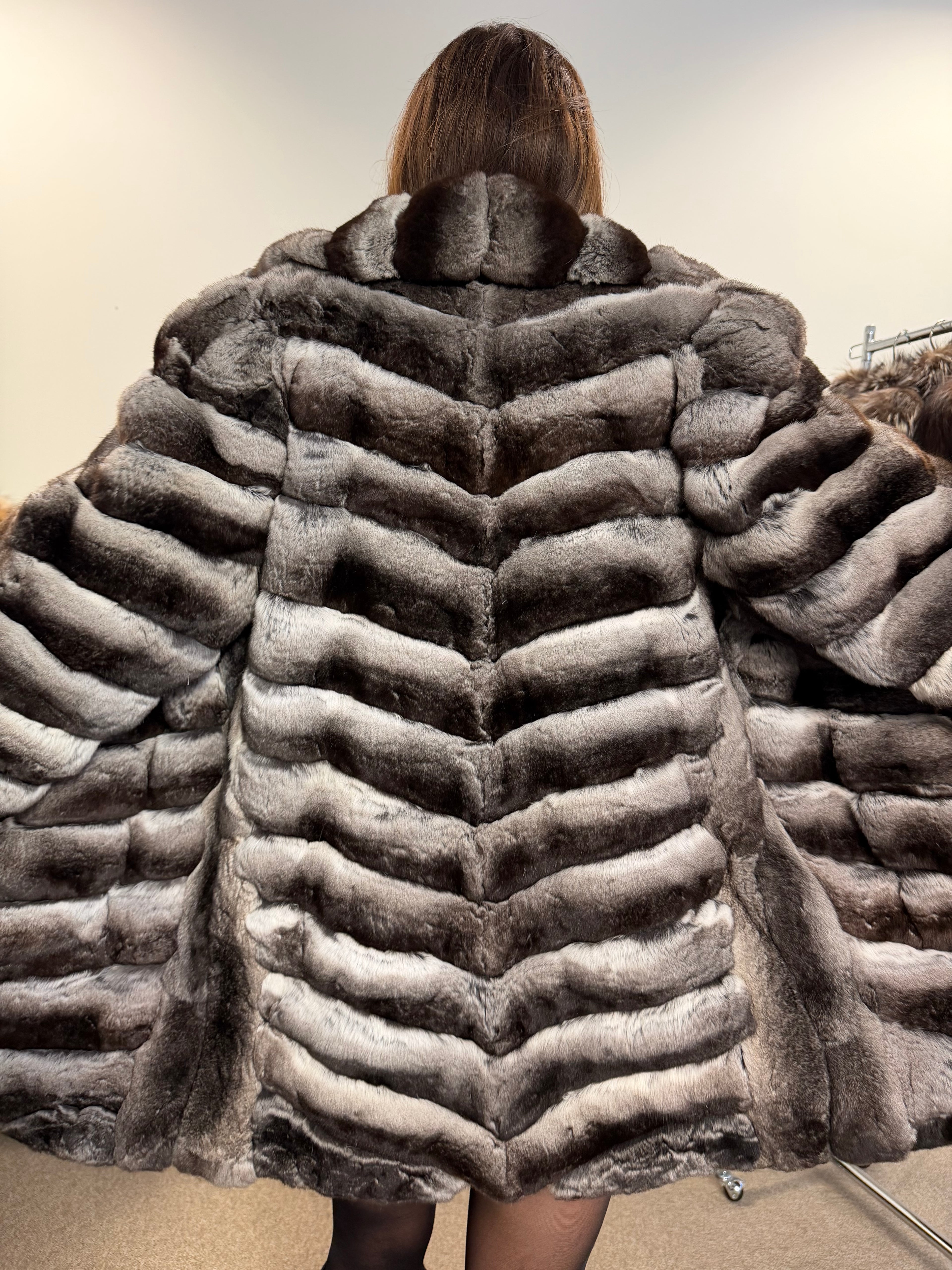 Chinchilla Fur Coat — Large Size, Real Chinchilla Fur