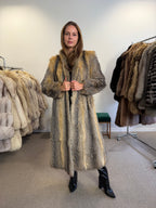 Grey Fox Fur Coat, Medium, Outlet