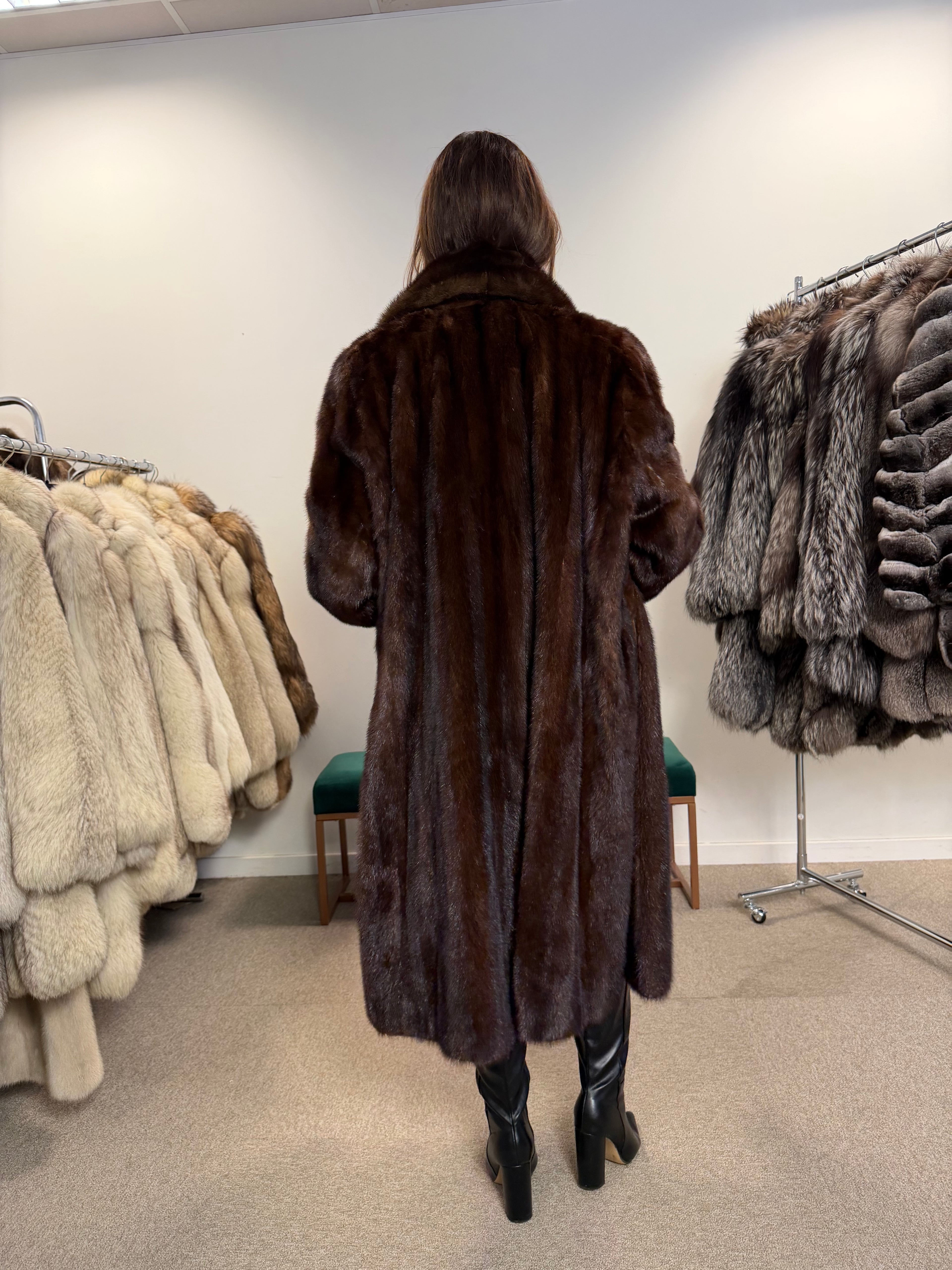 Mink Fur Coat, Brown, Thick Fur, Oversized 5XL