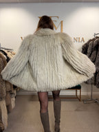 White SAGA Fox Fur Jacket, Medium