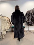 Mink Fur Coat, Black Brown, Full Length, Size XL