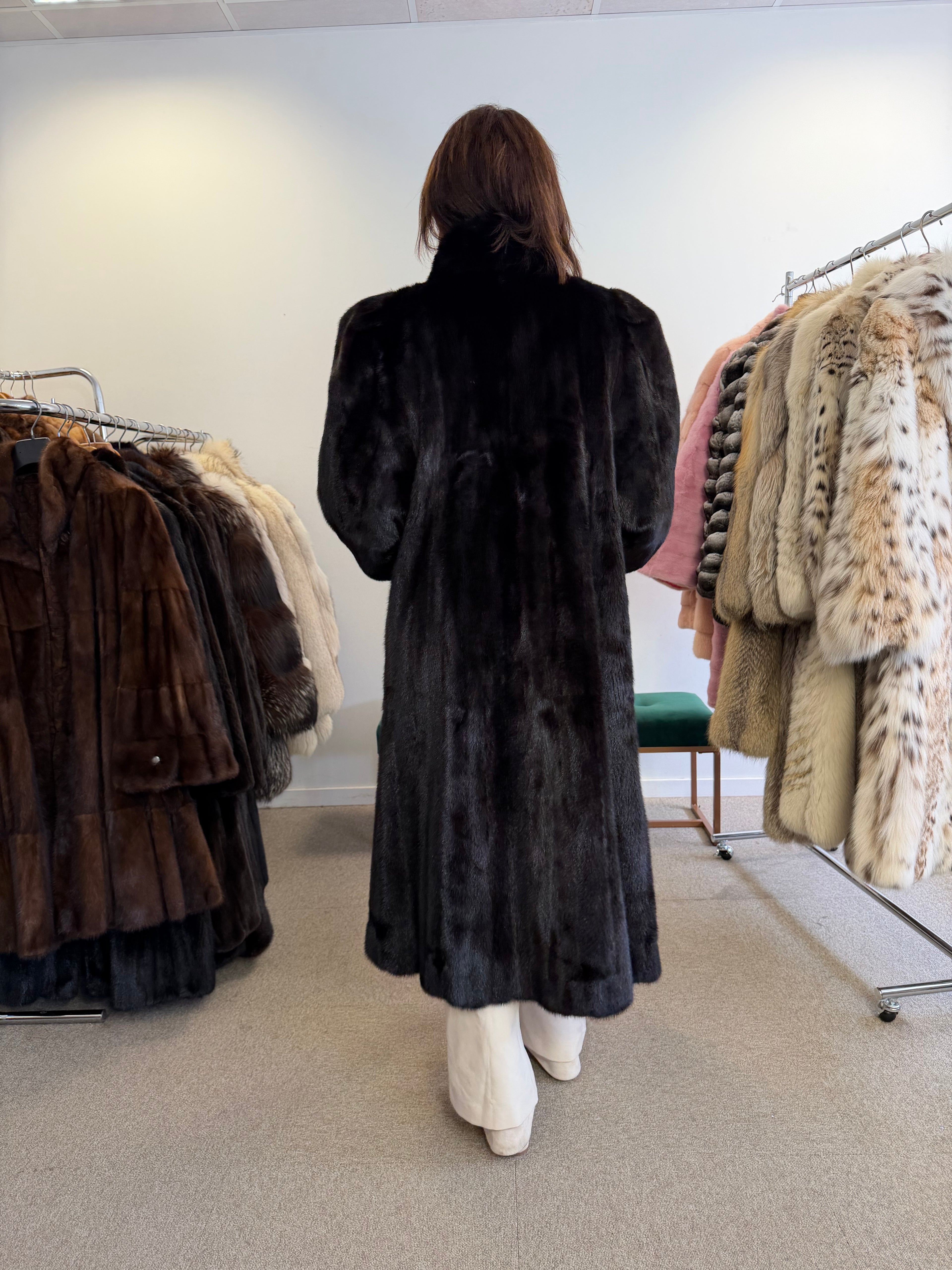 Mink Fur Coat, Black SAGA Pelsland, XXL