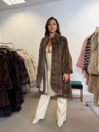 Mink Fur Coat, Brown Sheared Swinger, One Size