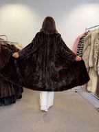 Mink Fur Coat, Brown Pieced, Medium