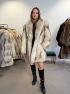 Blue Fox Fur Coat, Size M