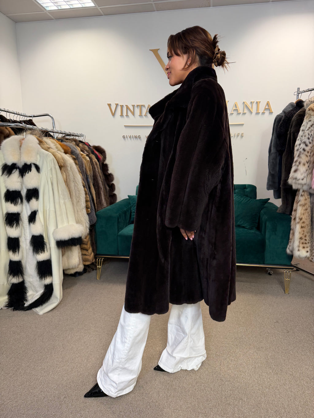Sheared Black Mink Fur Coat, Fits up to 5XL, Burki Bern