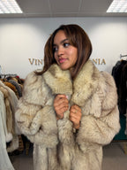 White Nordic Fox Fur Coat, Large, Outlet