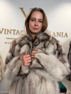 White Fox Fur Coat, Medium, Pieced, Light Weight