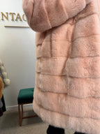 Pink Mink Fur Coat, Medium, New