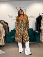 Hamster Fur Coat with Red Fox Collar, Medium, Rare Luxury