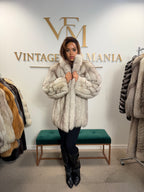 White Blue Fox Fur Jacket, Short and Soft, Medium