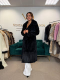 Black Sheared Rabbit Fur Coat, Small, Full Length