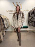 White Fox Fur Coat, Medium, Pieced, Light Weight