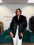 Black Rabbit Fur Coat, Medium