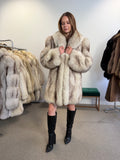 Blue Fox Fur Coat, Size M