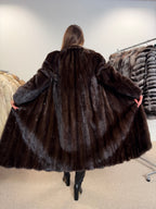 Mink Fur Coat, Dark Brown, Size M