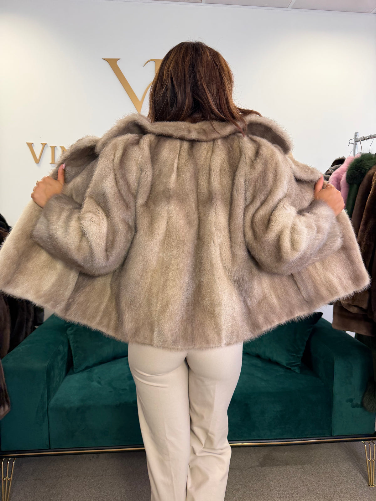 Short Grey Mink Fur Jacket, Large